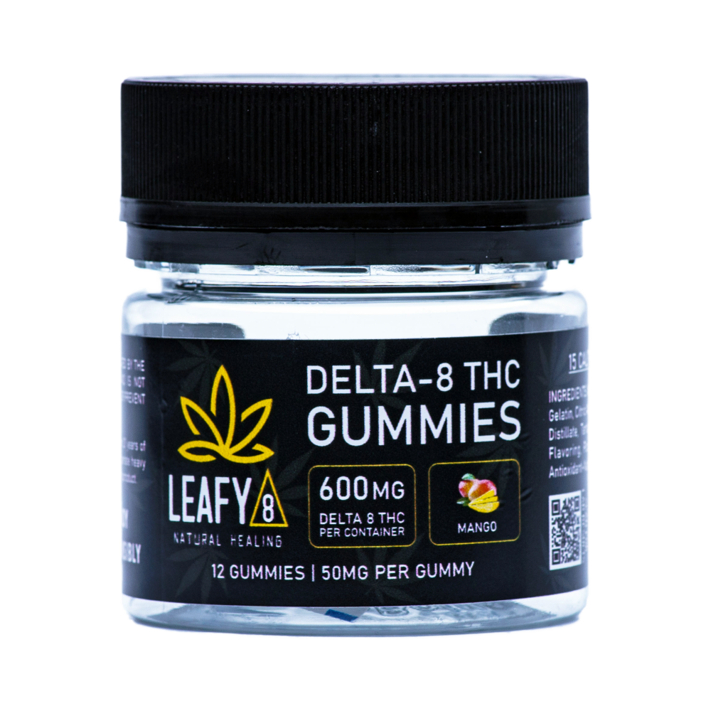 Leafy8 Delta 8 THC Mango Gummy Jar 12ct