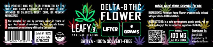 Leafy8 Lifter Delta 8 Flower Label_5G Jar