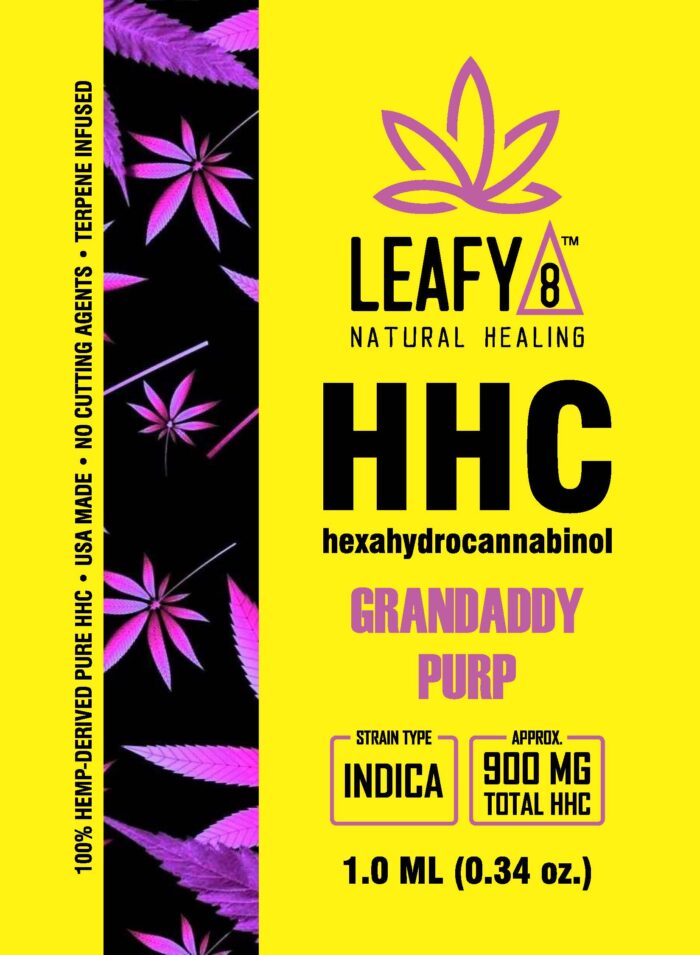 Leafy8 Brand Grandaddy Purp HHC Vape Cartridge - Front