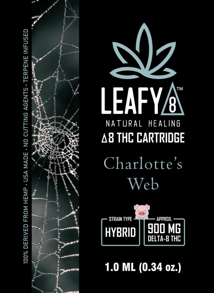 Leafy8 Charlotte's Web Delta 8 THC Vape Cartridge - Front