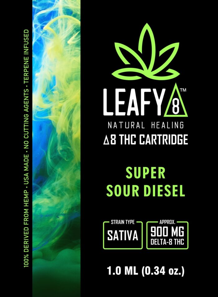 Leafy8 Super Sour Diesel Delta 8 THC Vape Cartridge - Front