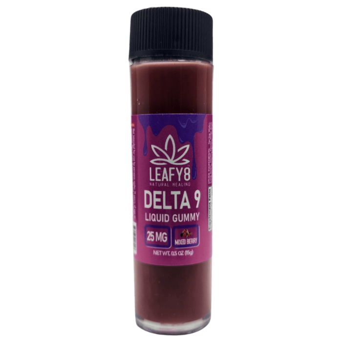 Delta-9 THC 25mg Liquid Gummy Sample Shot: Mixed Berry