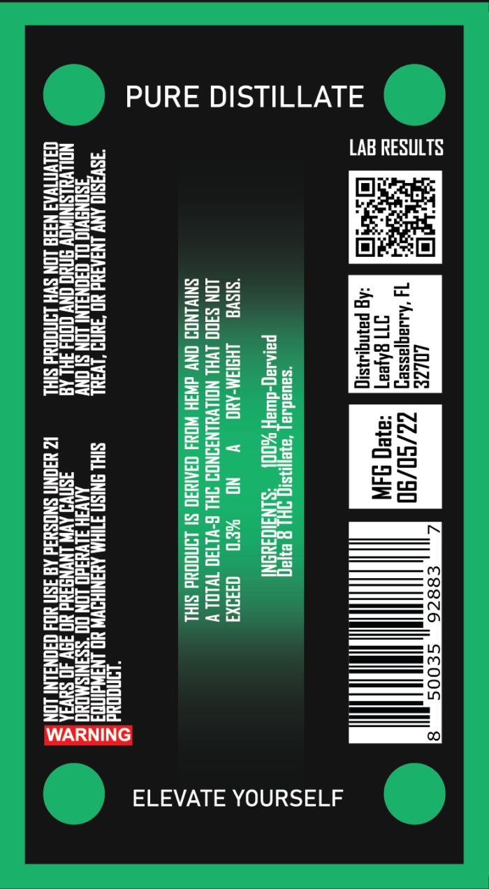 Leafy8 Delta-8 THC Distillate Syringe Label