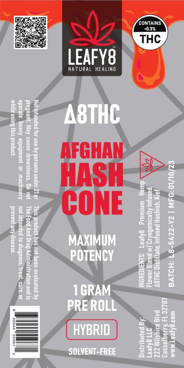 Afghan Hash Cone Label - Leafy8