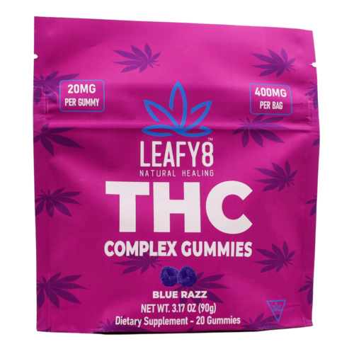 Leafy8 Delta-9 THC Complex Gummies - Blue Razz Flavor - 20 Count