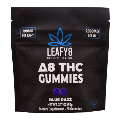 Leafy8 Delta-8 THC Gummies - Blue Razz Flavor - 20 Count