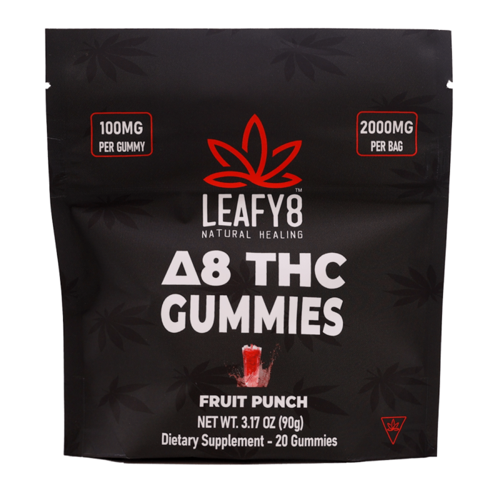 Leafy8 Delta-8 THC Gummies - Fruit Punch Flavor - 20 Count