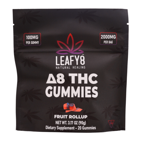Leafy8 Delta-8 THC Gummies - Fruit Roll-Up Flavor - 20 Count