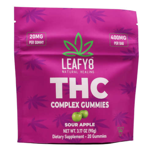 Leafy8 Delta-9 THC Complex Gummies - Sour Apple Flavor - 20 Count