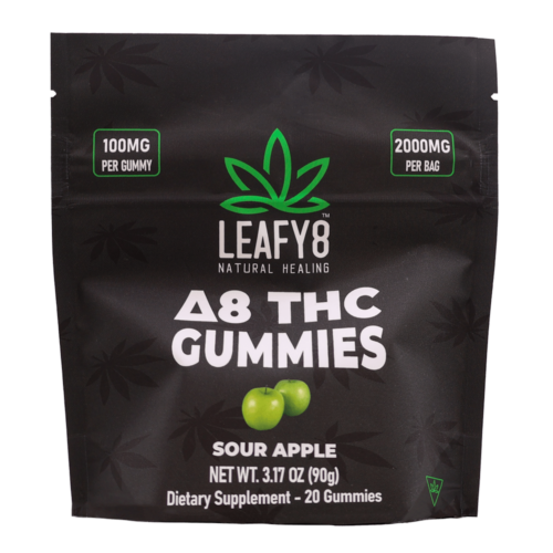 Leafy8 Delta-8 THC Gummies - Sour Apple Flavor - 20 Count