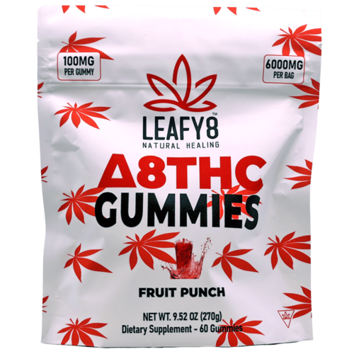 Leafy8 Delta-8 THC Gummies - Fruit Punch Flavor - 60 Count