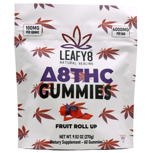 Leafy8 Delta-8 THC Gummies - Fruit Roll-Up Flavor - 60 Count