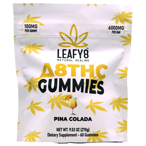 Leafy8 Delta-8 THC Gummies - Pina Colada Flavor - 60 Count