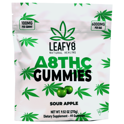 Leafy8 Delta-8 THC Gummies - Sour Apple Flavor - 60 Count