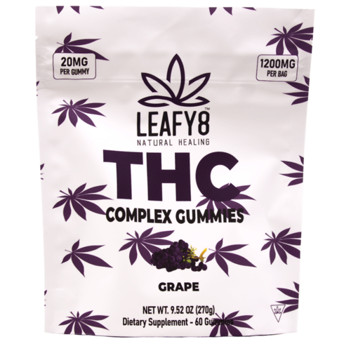 Leafy8 Delta-9 THC Complex Gummies - Grape Flavor - 60 Count