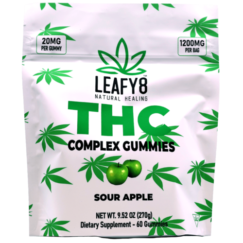 Leafy8 Delta-9 THC Complex Gummies - Sour Apple Flavor - 60 Count